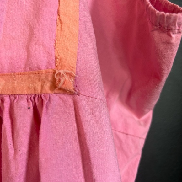 Vintage 80's Boho Southwest Indian Cotton Pink Patchwork Dress Size M - Picture 7 of 16